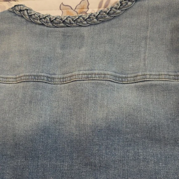 Curve Appeal Braided Denim Jacket, Light Wash - Picture 6 of 7